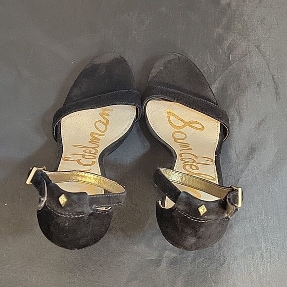 SAM EDELMAN ADJUSTABLE ANKLE STRAP WITH BUCKLE CLOSURE OPEN TOE SUEDE SANDAL - Picture 6 of 14